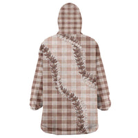 Beige Hawaii Palaka Wearable Blanket Hoodie Hawaiian Pikake Lei