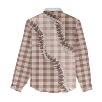 Beige Hawaii Palaka Women Casual Shirt Hawaiian Pikake Lei LT05 - Polynesian Pride
