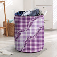 Violet Hawaii Palaka Laundry Basket Hawaiian Pikake Lei LT05 Violet - Polynesian Pride