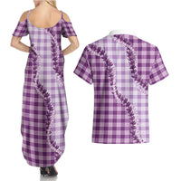 Violet Hawaii Palaka Couples Matching Summer Maxi Dress and Hawaiian Shirt Hawaiian Pikake Lei LT05 - Polynesian Pride