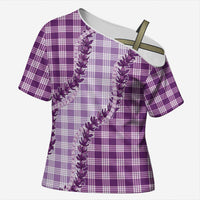 Violet Hawaii Palaka Cross Shoulder Shirt Hawaiian Pikake Lei LT05 Female Violet - Polynesian Pride