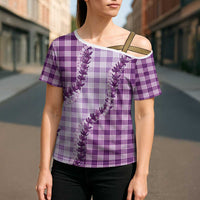 Violet Hawaii Palaka Cross Shoulder Shirt Hawaiian Pikake Lei LT05 - Polynesian Pride