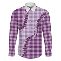 Violet Hawaii Palaka Family Matching Mermaid Dress and Hawaiian Shirt Hawaiian Pikake Lei LT05 Dad's Shirt - Long Sleeve Violet - Polynesian Pride