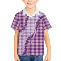 Violet Hawaii Palaka Family Matching Off Shoulder Short Dress and Hawaiian Shirt Hawaiian Pikake Lei LT05 Son's Shirt Violet - Polynesian Pride