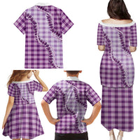 Violet Hawaii Palaka Family Matching Puletasi and Hawaiian Shirt Hawaiian Pikake Lei LT05 - Polynesian Pride