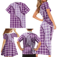 Violet Hawaii Palaka Family Matching Short Sleeve Bodycon Dress and Hawaiian Shirt Hawaiian Pikake Lei LT05 - Polynesian Pride