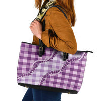 Violet Hawaii Palaka Leather Tote Bag Hawaiian Pikake Lei LT05 Violet - Polynesian Pride