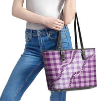 Violet Hawaii Palaka Leather Tote Bag Hawaiian Pikake Lei LT05 - Polynesian Pride