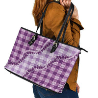 Violet Hawaii Palaka Leather Tote Bag Hawaiian Pikake Lei LT05 - Polynesian Pride