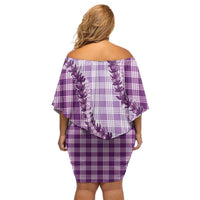 Violet Hawaii Palaka Off Shoulder Short Dress Hawaiian Pikake Lei
