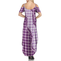 Violet Hawaii Palaka Summer Maxi Dress Hawaiian Pikake Lei
