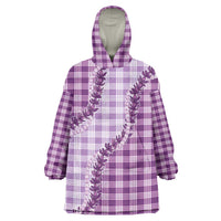 Violet Hawaii Palaka Wearable Blanket Hoodie Hawaiian Pikake Lei LT05 One Size Violet - Polynesian Pride