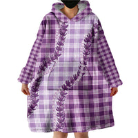 Violet Hawaii Palaka Wearable Blanket Hoodie Hawaiian Pikake Lei LT05 - Polynesian Pride