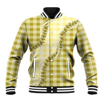 Yellow Hawaii Palaka Baseball Jacket Hawaiian Pikake Lei