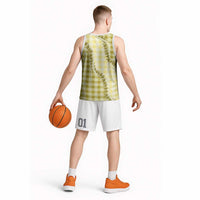 Yellow Hawaii Palaka Basketball Jersey Hawaiian Pikake Lei LT05 - Polynesian Pride
