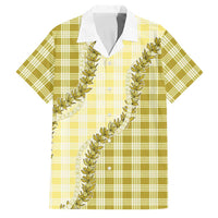 Yellow Hawaii Palaka Family Matching Off The Shoulder Long Sleeve Dress and Hawaiian Shirt Hawaiian Pikake Lei LT05 Dad's Shirt - Short Sleeve Yellow - Polynesian Pride