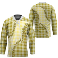 Yellow Hawaii Palaka Hockey Jersey Hawaiian Pikake Lei