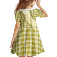 Yellow Hawaii Palaka Kid Short Sleeve Dress Hawaiian Pikake Lei