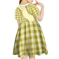 Yellow Hawaii Palaka Kid Short Sleeve Dress Hawaiian Pikake Lei