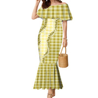 Yellow Hawaii Palaka Mermaid Dress Hawaiian Pikake Lei