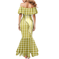 Yellow Hawaii Palaka Mermaid Dress Hawaiian Pikake Lei
