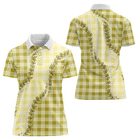 Yellow Hawaii Palaka Women Polo Shirt Hawaiian Pikake Lei