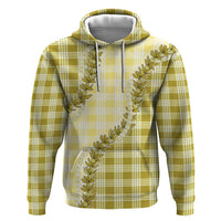 Yellow Hawaii Palaka Zip Hoodie Hawaiian Pikake Lei LT05 Pullover Hoodie Yellow - Polynesian Pride