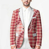 Red Hawaii Palaka Blazer Hawaiian Pikake Lei