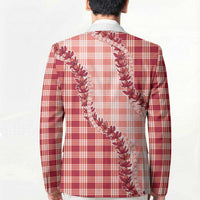 Red Hawaii Palaka Blazer Hawaiian Pikake Lei