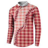 Red Hawaii Palaka Button Sweatshirt Hawaiian Pikake Lei LT05 - Polynesian Pride