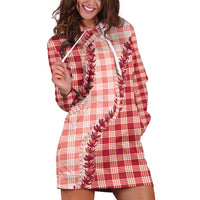 Red Hawaii Palaka Hoodie Dress Hawaiian Pikake Lei