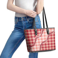 Red Hawaii Palaka Leather Tote Bag Hawaiian Pikake Lei