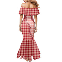 Red Hawaii Palaka Mermaid Dress Hawaiian Pikake Lei