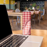 Red Hawaii Palaka Skinny Tumbler Hawaiian Pikake Lei