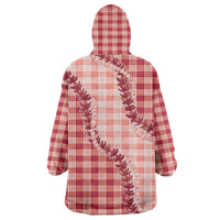 Red Hawaii Palaka Wearable Blanket Hoodie Hawaiian Pikake Lei