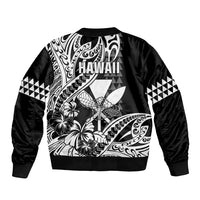 Hawaii Maui Upena Kiloi Bomber Jacket Kakau Tribal Pattern Black Version