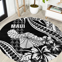 Maui Upena Kiloi Round Carpet Kakau Tribal Pattern Black Version LT05 Black - Polynesian Pride