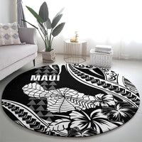 Maui Upena Kiloi Round Carpet Kakau Tribal Pattern Black Version LT05 - Polynesian Pride