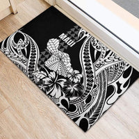 Hawaii Maui Upena Kiloi Rubber Doormat Kakau Tribal Pattern Black Version