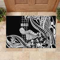 Hawaii Maui Upena Kiloi Rubber Doormat Kakau Tribal Pattern Black Version