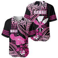 Hawaii Maui Upena Kiloi Baseball Jersey Kakau Tribal Pattern Pink Version