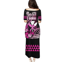Hawaii Maui Upena Kiloi Family Matching Puletasi and Hawaiian Shirt Kakau Tribal Pattern Pink Version