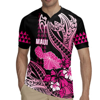 Hawaii Maui Upena Kiloi Rugby Jersey Kakau Tribal Pattern Pink Version