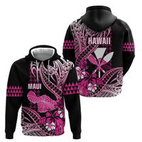 Hawaii Maui Upena Kiloi Zip Hoodie Kakau Tribal Pattern Pink Version