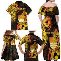 Personalised Kiribati Independence Day Family Matching Off Shoulder Maxi Dress and Hawaiian Shirt 46th Anniversary