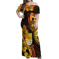 Personalised Kiribati Independence Day Off Shoulder Maxi Dress 46th Anniversary