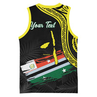 Personalised Vanuatu Penama Day Basketball Jersey Grunge Flag Style - Polynesian Pride