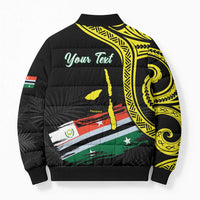 Personalised Vanuatu Penama Day Bomber Puffer Jacket Grunge Flag Style - Polynesian Pride
