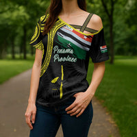 Personalised Vanuatu Penama Day Cross Shoulder Shirt Grunge Flag Style - Polynesian Pride