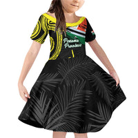 Personalised Vanuatu Penama Day Family Matching Off Shoulder Short Dress and Hawaiian Shirt Grunge Flag Style - Polynesian Pride